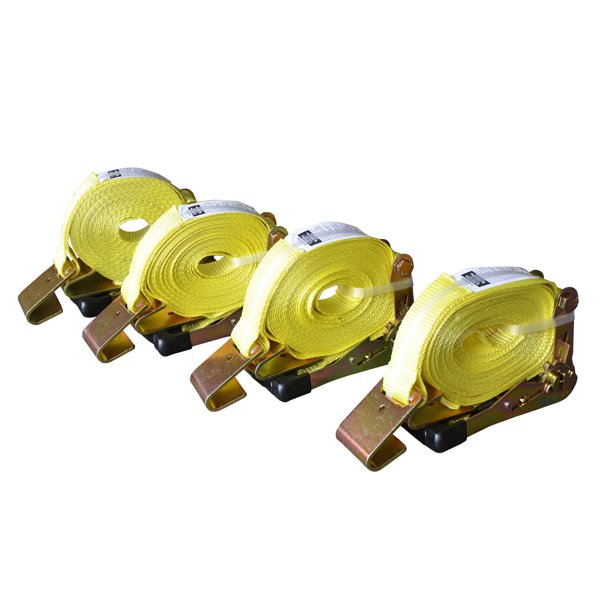 Max Load 4 Pack 2in x 27ft Flat Hook Ratchet Tie Downs