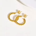 thumbnail image 6 of HOOUN Simple Round Hoop Earrings stainless steel Beads C-shaped Earrings Golden Women-13mm, 6 of 7