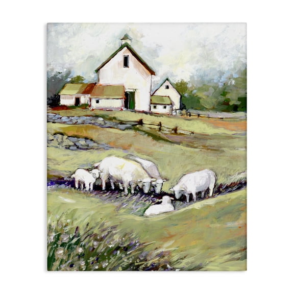 Stupell Industries Farmhouse Barn with Grazing Sheep Canvas Art, 16 x 20, by Susan Winget