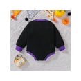thumbnail image 3 of hirigin Baby Romper Halloween Letter Ghost / Letter Castle Print Contrast Long Sleeve Crew Neck Bottom Snap Jumpsuit, 3 of 9