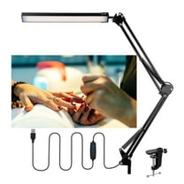 Manicure Table Lamp, LED Architect Desk Lamp, Swing Arm Workbench Lamp, Zoom Lighting for Computer with Clamp, Dimmable, Memory for Kids, Home, Office, Working, Reading, Studio, Sewing, Watchmaker