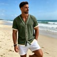 thumbnail image 5 of Sewkxo Men's Linen Shirts Short Sleeve Casual Shirts Button Down Shirt for Men Beach Summer Shirt,Army Green M, 5 of 8
