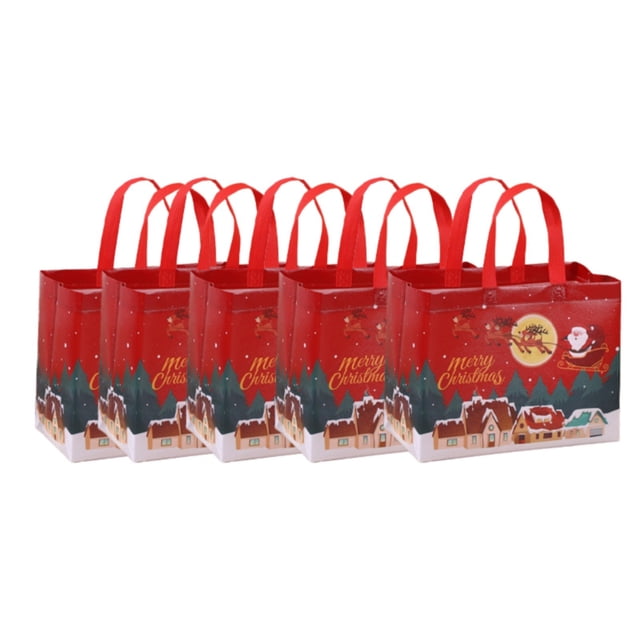 Décorations de Noël Extérieurpapier d'Emballage Cadeau5 Pcs Sacs Très Grands Grands Sacs Fourre-Tout de Noël avec Poignées Sacs-Cadeaux Réutilisables Non Tissés Sacs de Magasinage Cadeaux de Noël Emballage Fêteétui d'Emballage