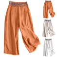 thumbnail image 2 of Plebaso Bohemia Pants for Women Casual Elastic Waist Solid Color Wide Leg Pants Women's Loose Workout Out Pants, 2 of 6