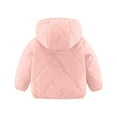 thumbnail image 4 of QUYUON Toddler Girl Fleece Jacket Winter Long Sleeve Puffer Jacket Toddler Baby Boys Girls Fall Winter Cotton Padded Jacket with Velvet Lining Hooded Zipper Jacket Coat Pink 5T-6T, 4 of 5