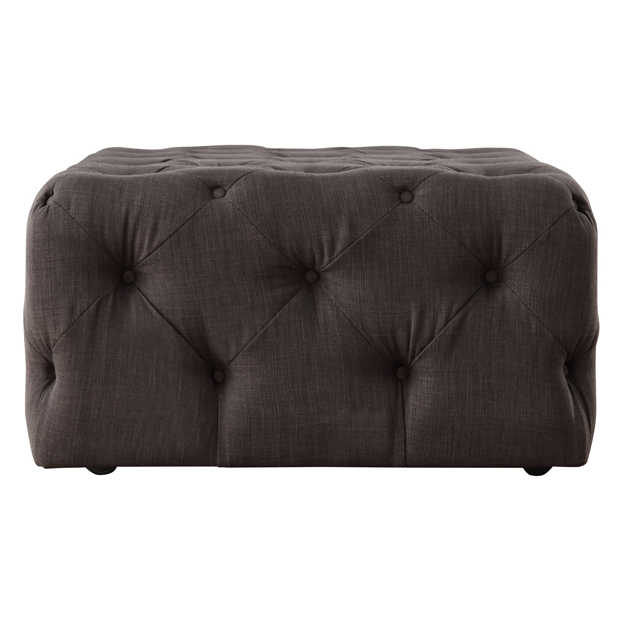 Weston Home Bowman Rectangular Tufted Ottoman with Casters, Dark Grey Linen