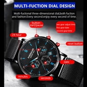 POEDAGAR Men Watch Sport Chronograph Waterproof Luminous Date Wristwatch Fashion Ultra Thin Mesh Belt Men's Watches