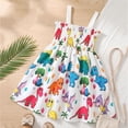 thumbnail image 4 of ATOGUTA Girls Summer Dresses Casual Beach Party Dinosaur Print Spaghetti Straps Sundress with Hat White, Size 3M-3T, 4 of 7