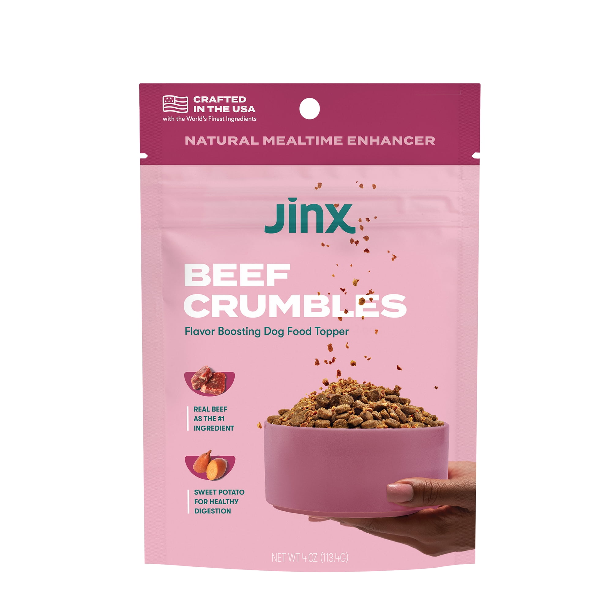 (2 pack) Jinx Crumbles Beef Recipe Flavor-Boosting Natural Dog Food Topper, 4 oz Bag