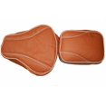 thumbnail image 1 of Fits Royal Enfield Classic Embossed Front & Rear Seat Cover Tan Leatherette, 1 of 5