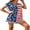 Pom American Flag, variant on Womens Chiffon Swimsuit Cover-ups Short Sleeve Bikini Beach Coverups Dress for Swimwear