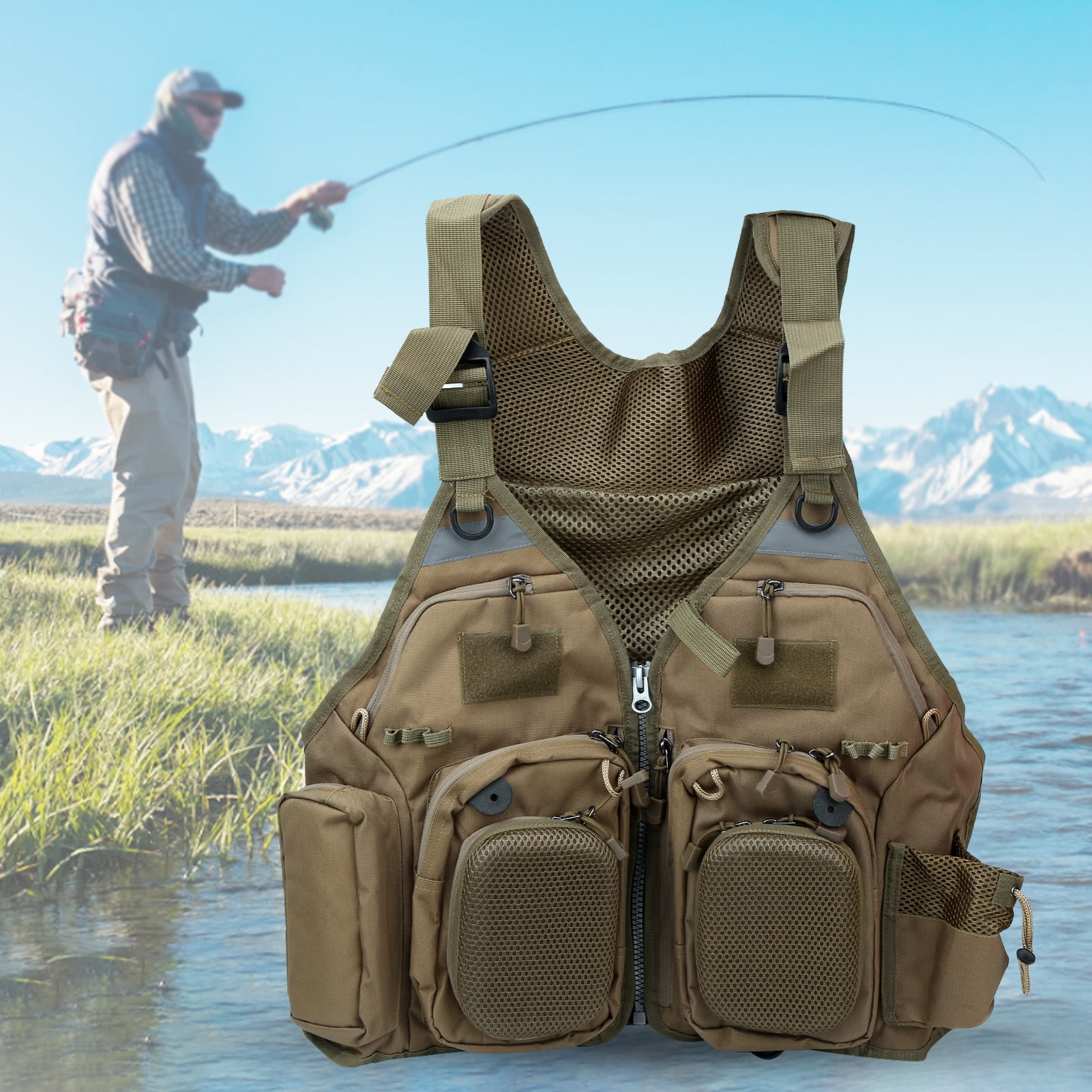 Peahefy Outdoor Fishing Sports Vest Multi Pocket Professional
