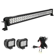 Senlips 32" 180W Offroad Light Bar Flood Spot Combo Beam with 2 pcs 18W Cree Flood Light and Wiring Harness