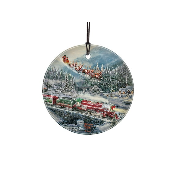 Thomas Kinkade (Lionel - Christmas Light Express) StarFire Prints™ Hanging Glass Print