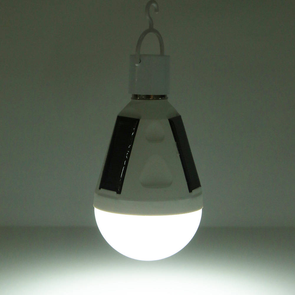 Rechargeable LED Solar Light Bulb - 12W AC86-265V for Garden, Camping, and Emergency Use
