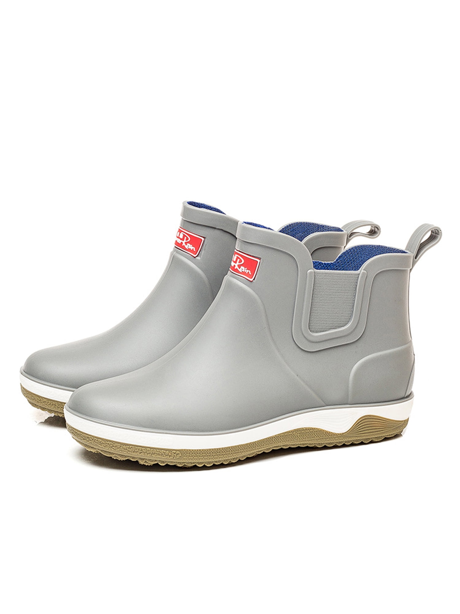 SIMANLAN Men's Rain Boots Work Waterproof Slip On Shoes Walking Casual ...