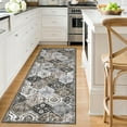 thumbnail image 2 of HOMERRY Runner Rug 2' x 6' Washable Modern Moroccan Trellis Floral Hallway Runner Carpet for Doorway Bedside, Brown/Gray, 2 of 5