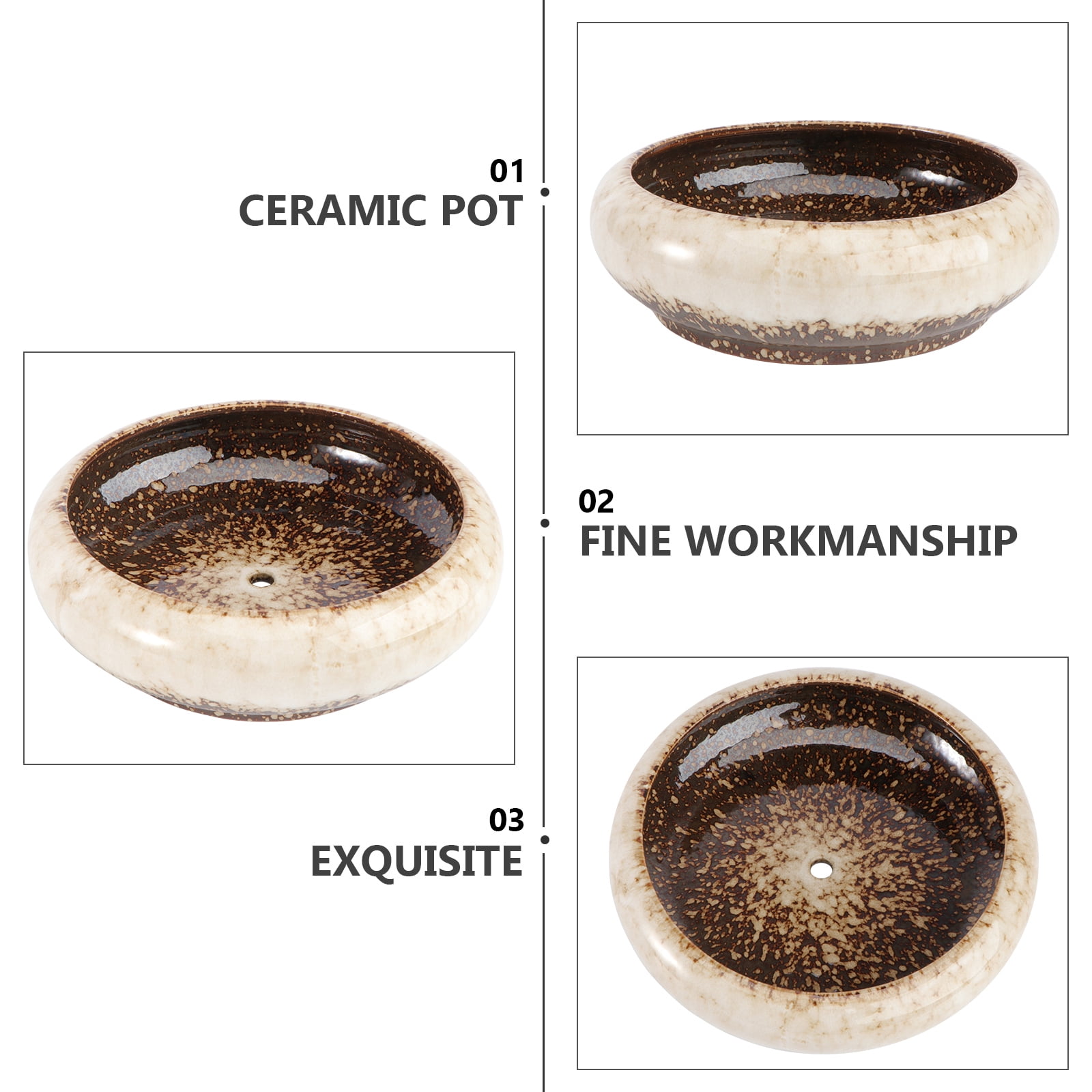 PENIKOKO Ceramic Flower Pot with Drainage Hole, Round Planter for Indoor and Outdoor Home Gardening, 1 Piece