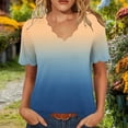 thumbnail image 2 of Ichuanyi Womens Summer Tops Trendy Gradient Color Print Short Sleeve Tshirts Shirts V Neck T Shirts Fashion, 2 of 7