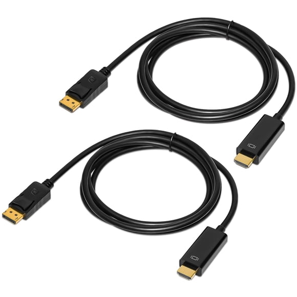 REQO Displayport to HDMI Cable 6 Feet 2-Pack, Display Port (DP) to HDMI Adapter Male to Male Cord Converter for PC to HDTV, Monitor, Projector