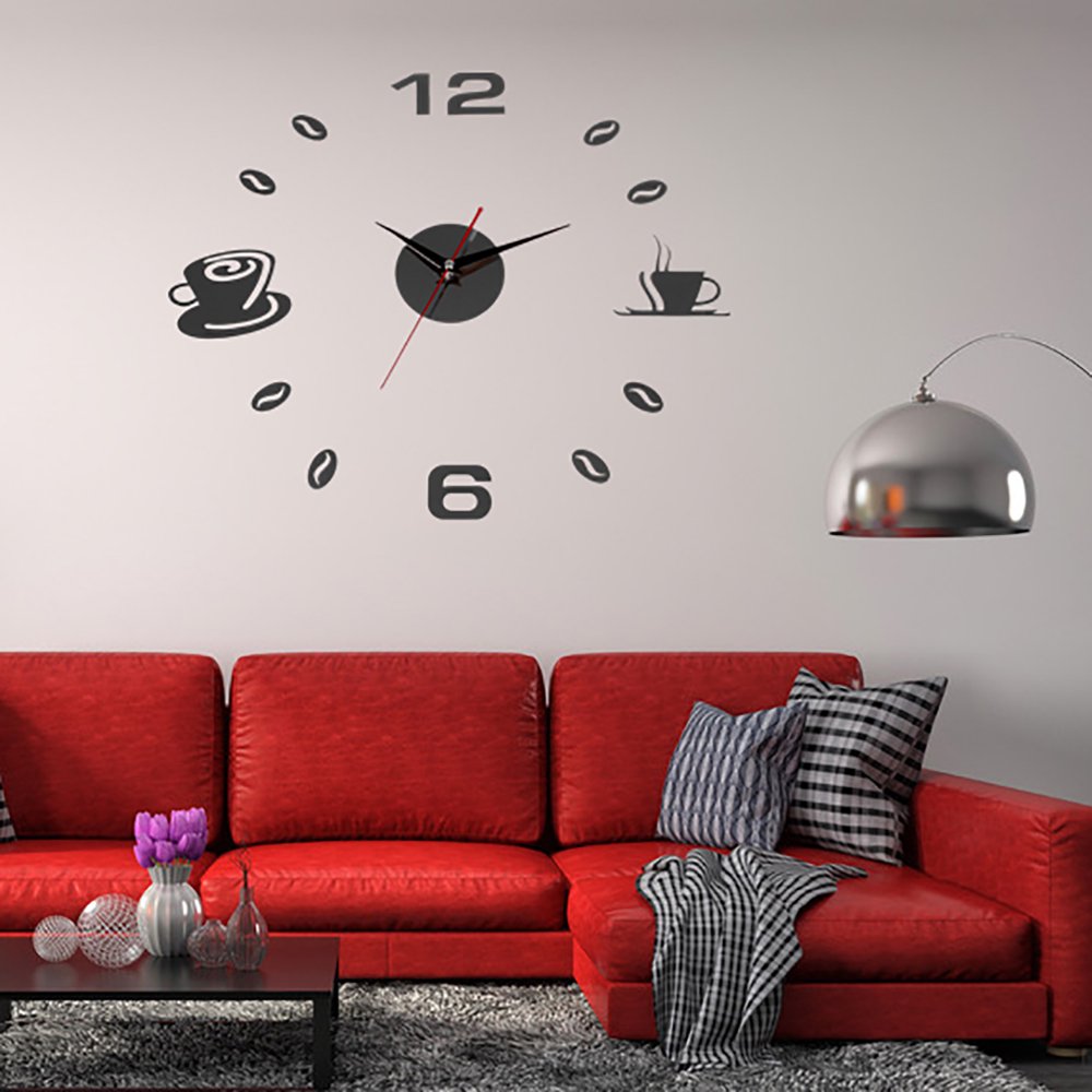 Frameless Wall Clock DIY Modern Large 3D Mirror Wall Clock Surface Sticker for Living Room