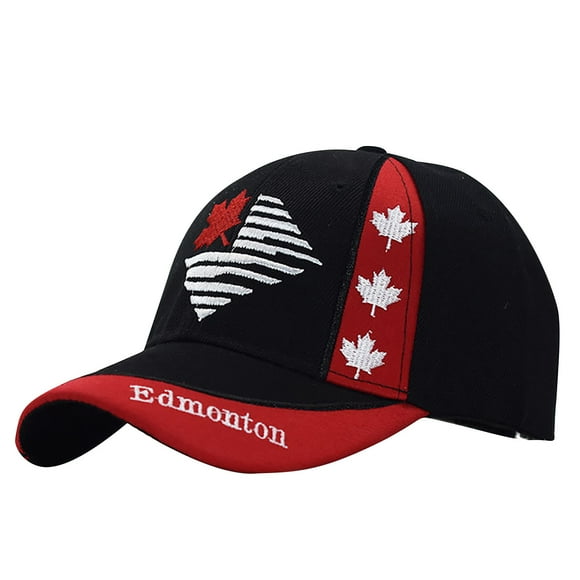 Baseball Caps Embroidered Maple Leaf Adjustable Flag Golf Hat for Men Women Father's Day Gifts Red Free Size