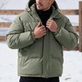 thumbnail image 6 of Men's Thick Puffer Jacket Solid Color Warm Hooded Winter Coat Stand Collar Zip Up Padded Outerwear for Daily, 6 of 7