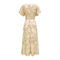 thumbnail image 5 of Letdown Summer Dresses for Women 2026 Floral Cottagecore Dress Puff Sleeve Maxi Ruffled Corset Dress Square Neck A Line Flowy Wedding Guest Tea Party Dresses, 5 of 7