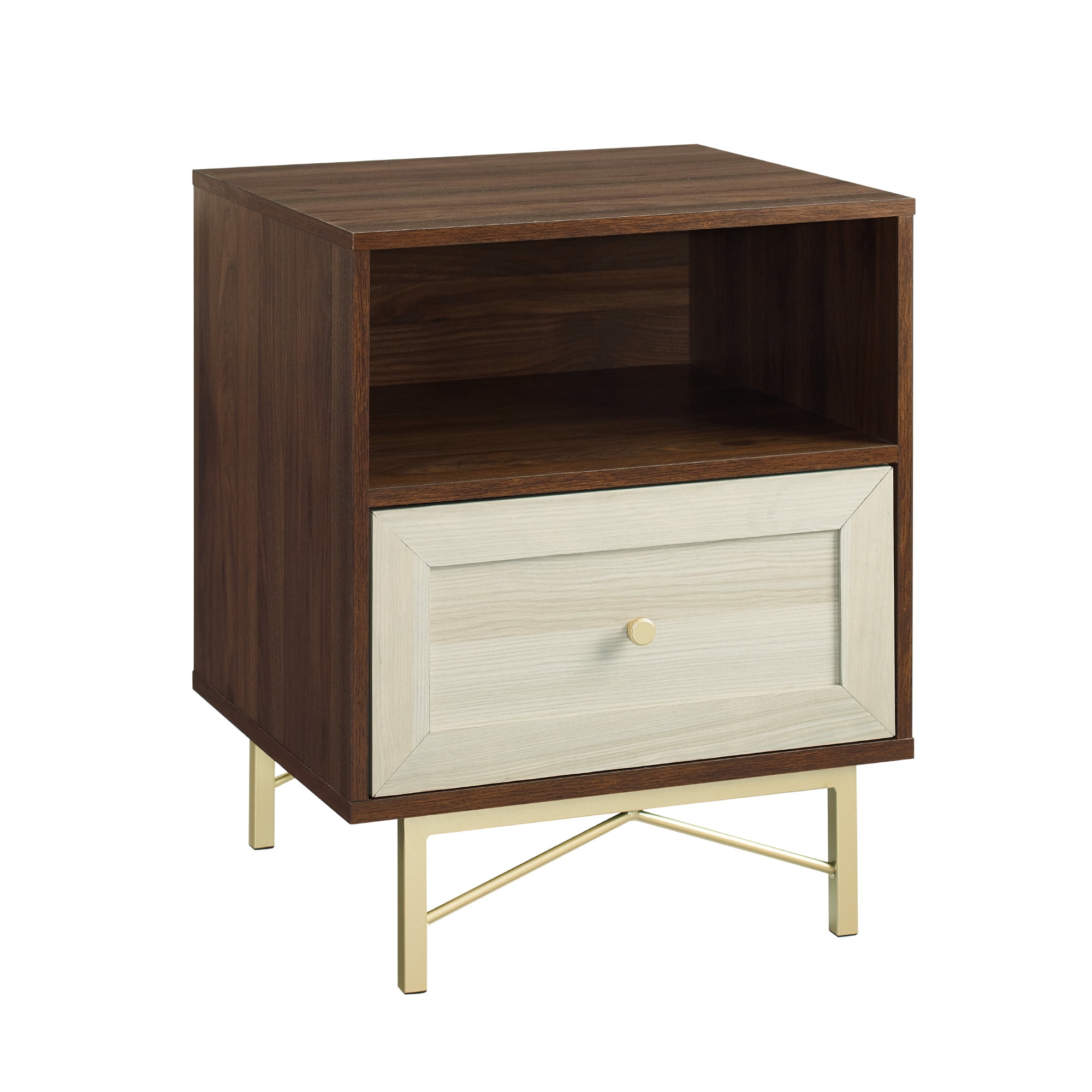 Manor Park Modern Single Drawer Nightstand, White Poplar