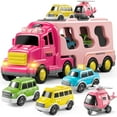 thumbnail image 2 of Ruvince Girls Toddler Truck Toys for 3 4 5 6 Year Old Girls, 5-in-1 Friction Power Vehicle Car Toy for Toddlers 3-6, Carrier Toys for Kids 3-5, Christmas Birthday Gifts for Girls Age 3-8, 2 of 5