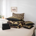 thumbnail image 4 of Sepia Brown Leopard Print Bed in a Bag King Size Comforter Set 7 Pieces,Gold Sequins Print Sheet Set with Comforter,Animal Cheetah Bedding Set African Animals Bed Set Spot Western Decor, 4 of 6