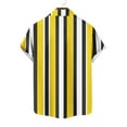 thumbnail image 6 of Mens Shirts Plus Size Short Sleeve Lapel Button Stripe Color Block Printing Casual Turndown Collar Shirt Blouse Yellow XXXL, 6 of 6