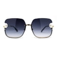 thumbnail image 3 of Womens Rimless Pearl Trim Metal Half Rim Butterfly Designer Sunglasses Gold Smoke, 3 of 4