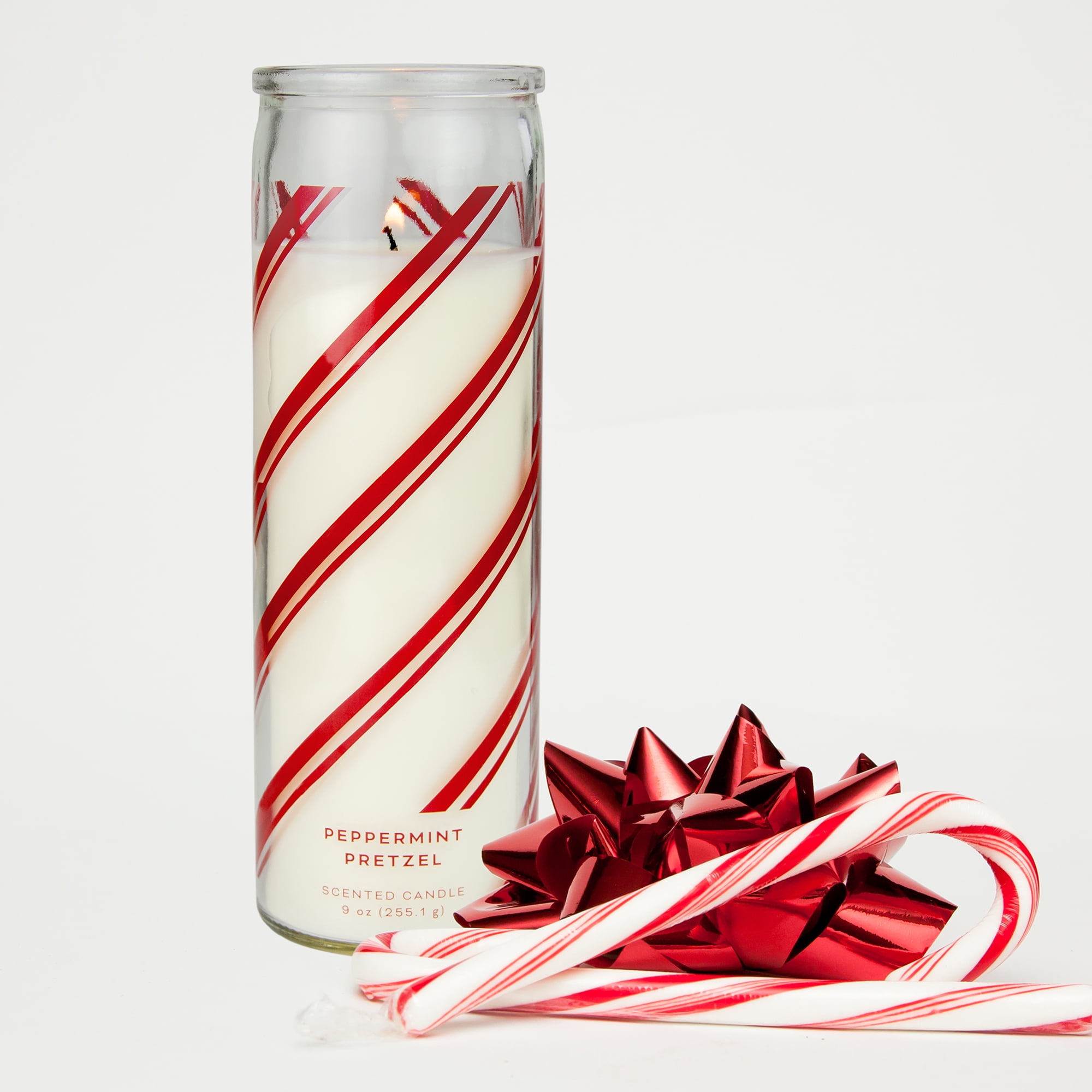Mainstays Peppermint Pretzel Scented Candle, Holiday Pillar Candle, 9 oz