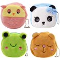 thumbnail image 1 of Monedero de felpa de dibujos animados, lindo bolso de animal para niños, llavero de monedero, llavero, bolsos de embrague, auriculares, juego de almacenamiento de cable de datos, 4 piezas JM, 1 of 5