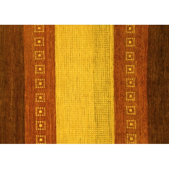 Ahgly Company Machine Washable Indoor Rectangle Abstract Yellow Modern Area Rugs, 3' x 5'