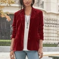 thumbnail image 4 of Noarlalf Velvet Tops for Women Velvet Shirt Women Women's Velvet Solid Colour Fashion Casual Top Jacket Womens Blazer Red M, 4 of 4