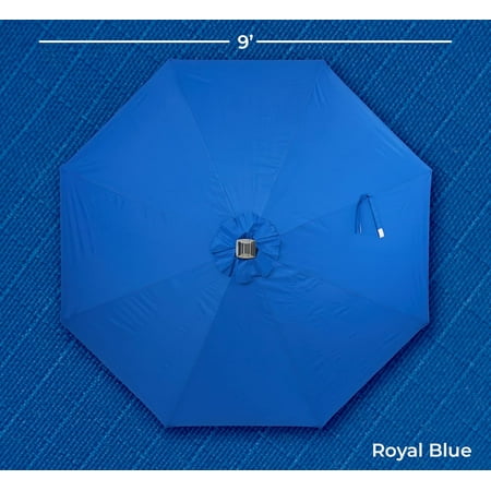 Sun Ray - 9' Round 8Rib Aluminum Bluetooth Solar Lighted Umbrella - Royal Blue