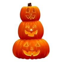 Happydeer Halloween Pumpkin Lamp Spooky Light Up Pumpkin Figurine Glowing Decorative Pumpkin with LED Light for Haunted House Halloween Home Garden Decor (Type I)