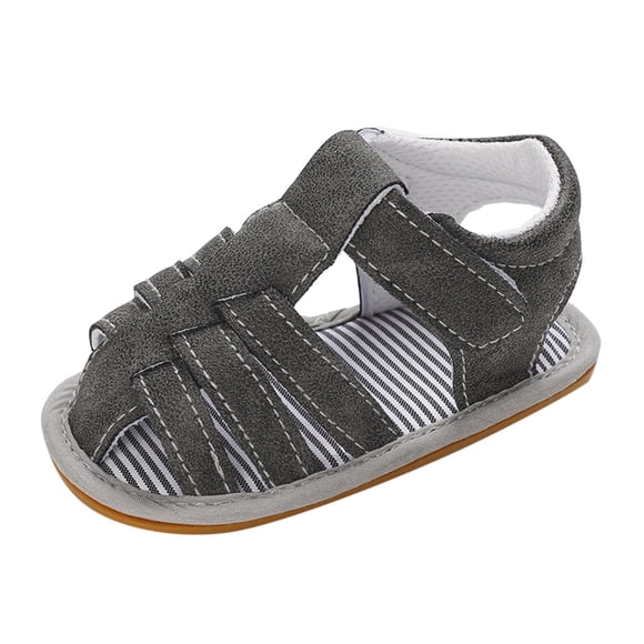 BOBOGOJP Summer Children And Toddler Shoes Boys And Girls Sandals Flat Soles Light Straps Roman Style Breathable And Comfortable (Dark Gray,12-18 Months)