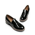thumbnail image 2 of Women's Loafers Slip On Platform Chunky Penny Heeled Loafers Dressy and Work Shoes BLACK-PAT Size 7, 2 of 8