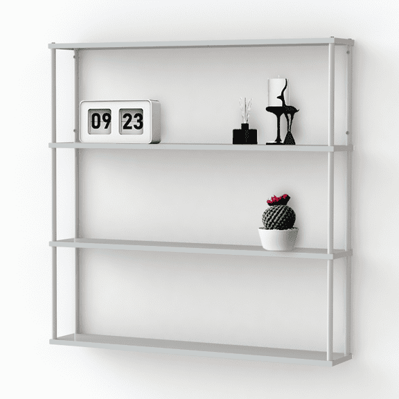 Mango Steam Wall-Mounted Steel Shelving Unit for Kitchen, Storage or Display Use - White - (36 H x 36 W x 6 D)