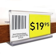 2.5" L x 1.25" H Clear Wood Shelf Label Holder, Clips and Grips On to Shelves 3/4" Thick - 100 Pack