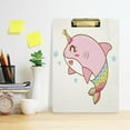 thumbnail image 6 of FMSHPON Shark Dolphin Unicorn Mermaid Clipboard Hardboard Wood Nursing Clip Board and Pull for Standard A4 Letter 13x9 inches, 6 of 8