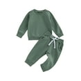 thumbnail image 2 of Elippeo Baby Boy 2 Piece Outfits 6M 12M 18M 24M 3Y Solid Color Long Sleeve Sweatshirt and Elastic Pants for Toddler Fall Tracksuit, 2 of 10