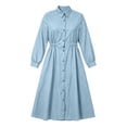 thumbnail image 7 of Cmfcve Plus Size Button down Dress for Women Casual Long Sleeve Lapel Collared Flowy A-Line Maxi Shirt Dress, 7 of 7