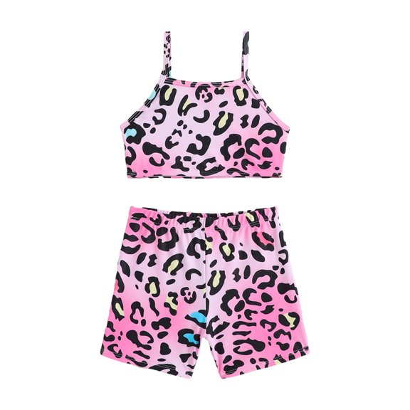 traje de baño para niñas 6-7 años Girls Swimsuits Bikini Set Two Piece Tankini Bathing Suit Criss Cross Girls' Swimwear with Chest Pad 7-16 Years