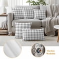 thumbnail image 6 of Grey Plaid Outdoor Waterproof Pillow Covers, Gradient Geometric Buffalo White Checkered Decorative Square Throw Pillowcase Sofa Cushion Sham for Patio/Couch/Chair, 18"x18" 2 Pack, 6 of 8