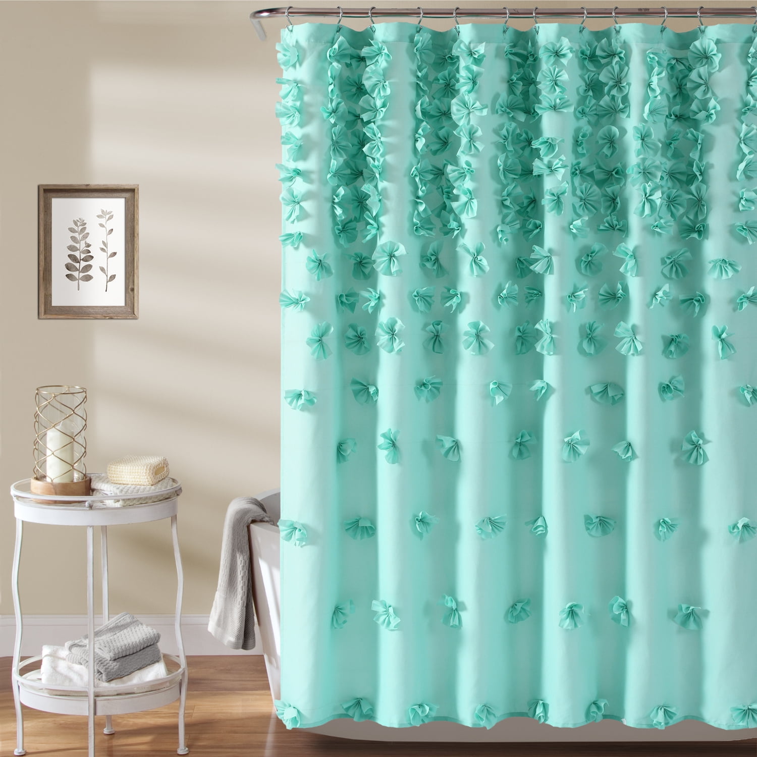 Lush Decor Riley Shower Curtain Aqua Single 72X72