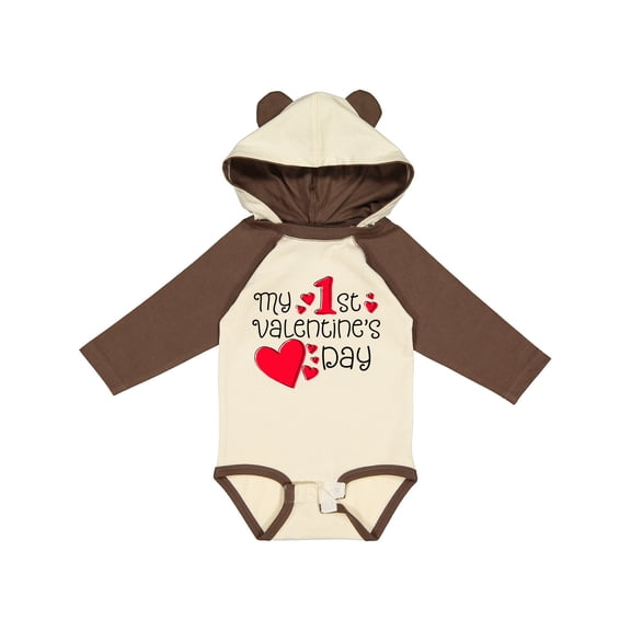 Inktastic My First Valentines Day Red Hearts Boys or Girls Long Sleeve Baby Bodysuit